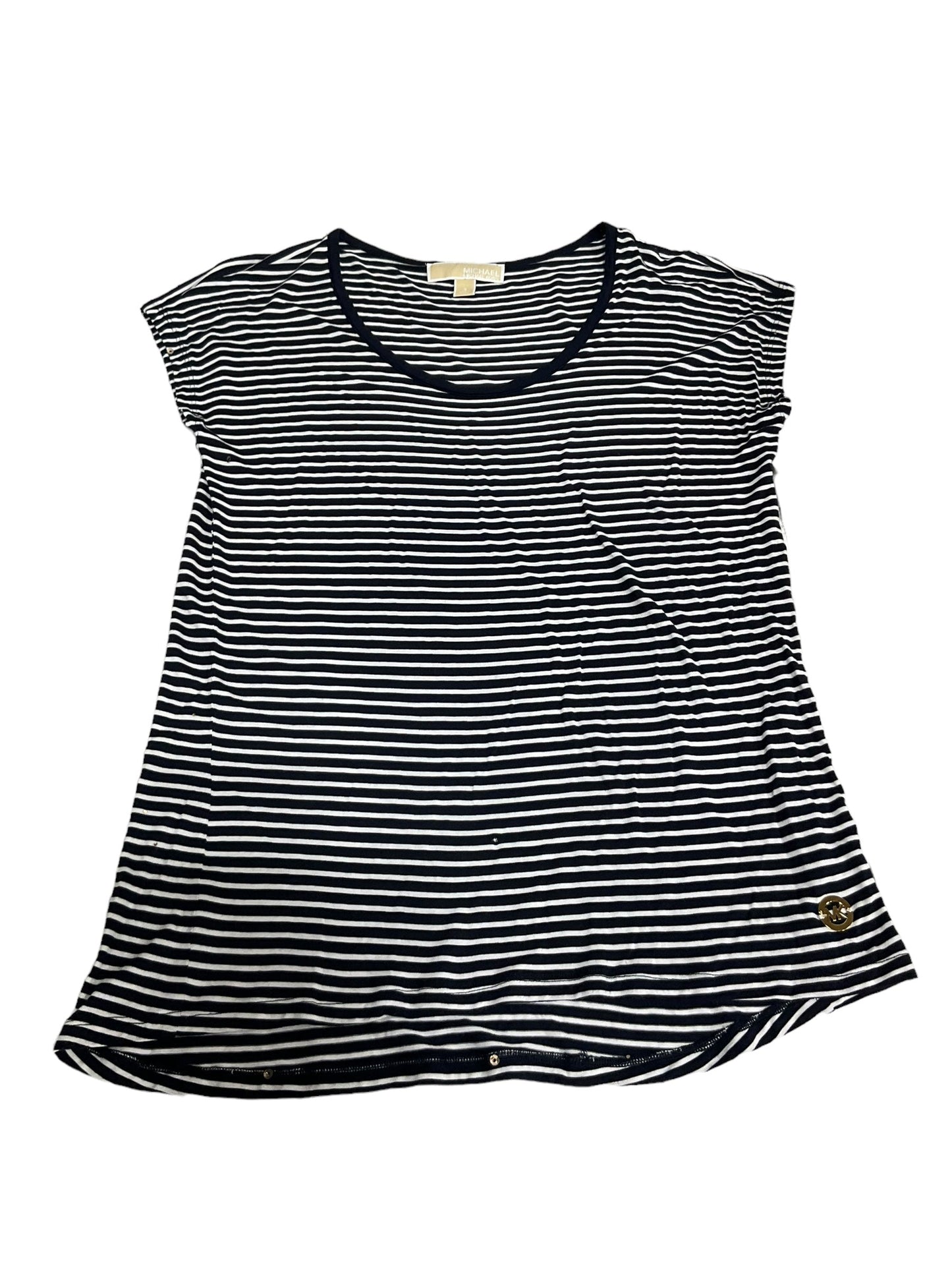 Striped Pattern Top Short Sleeve Michael By Michael Kors, Size S