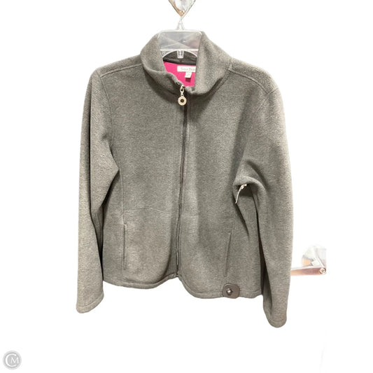 Jacket Fleece By Susan Graver In Grey, Size: L