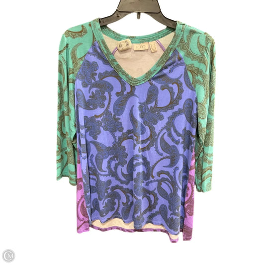 Top Long Sleeve By Logo In Blue & Green, Size: S