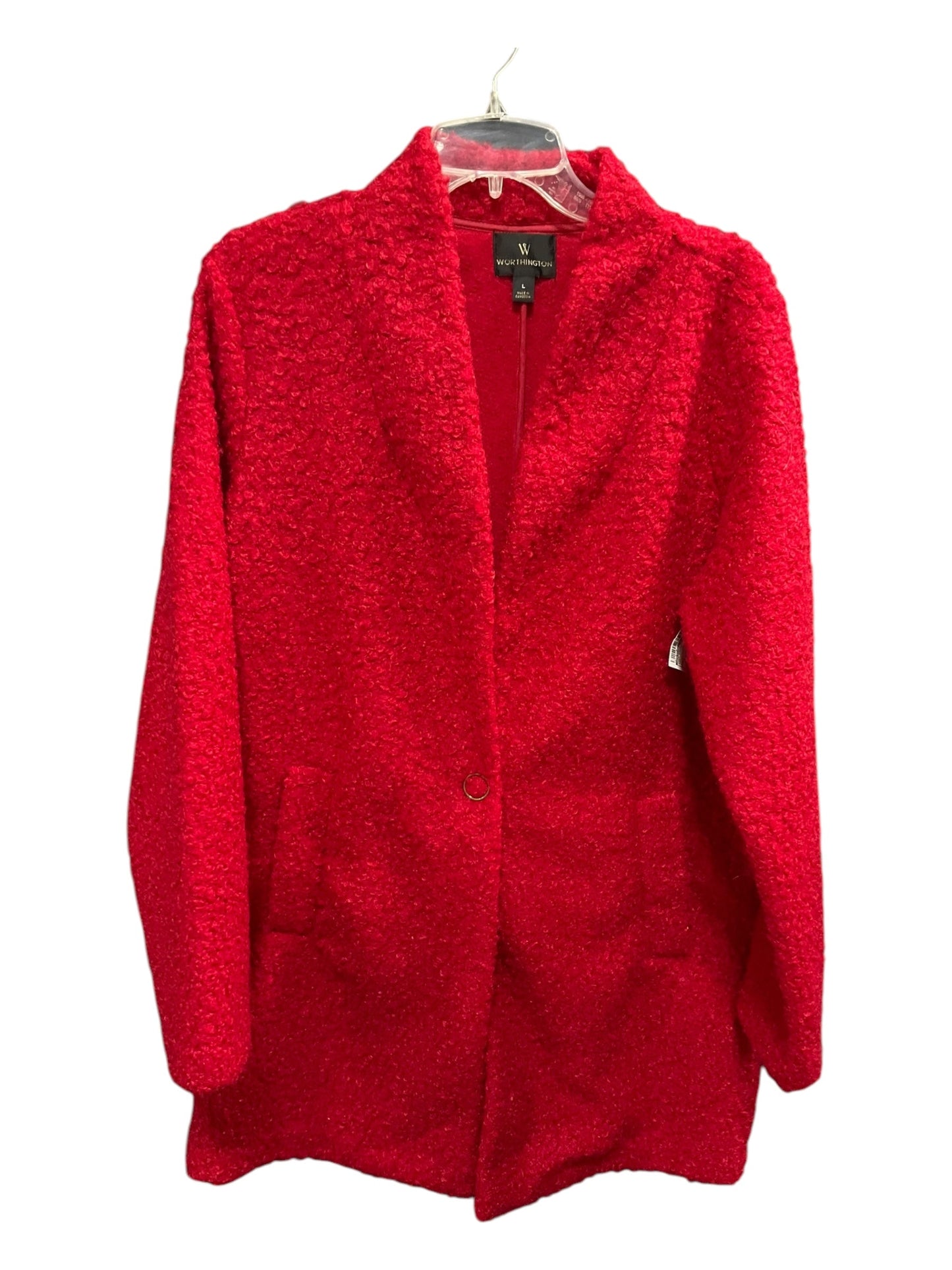 Coat Faux Fur & Sherpa By Worthington In Red, Size: L