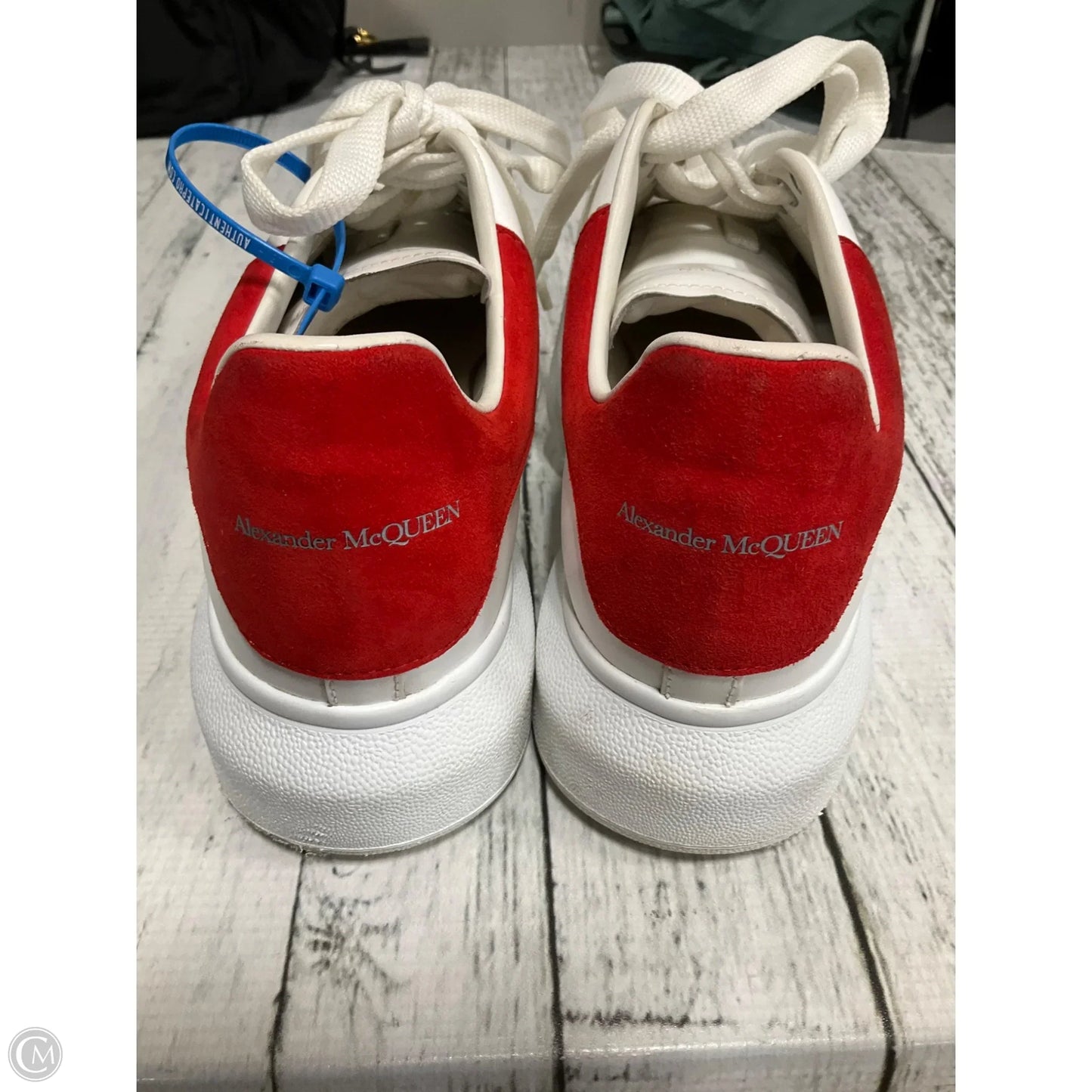 Shoes Luxury Designer By Alexander Mcqueen In Red & White, Size: 8.5