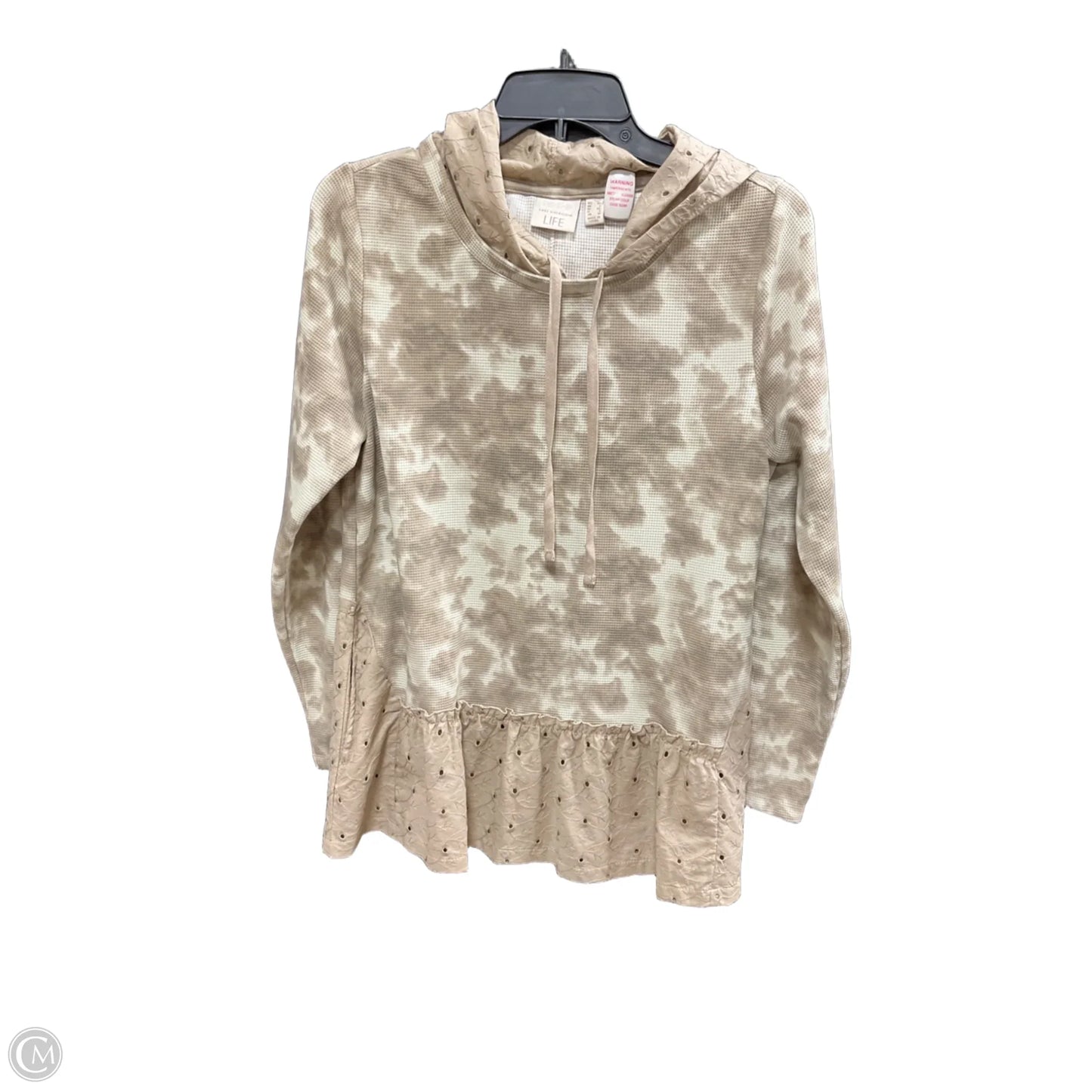 Top Long Sleeve By Logo In Taupe, Size: Xs