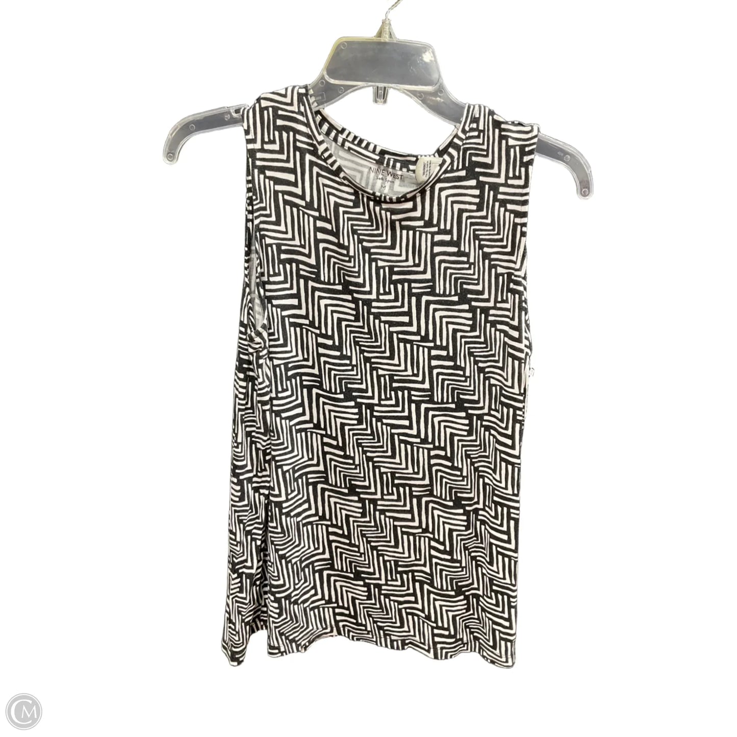 Tank Top By Nine West Apparel In Black & White, Size: M