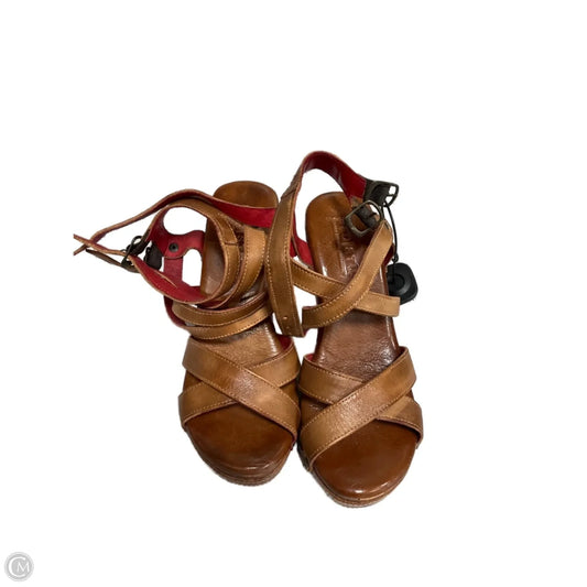 Sandals Heels Platform By Bed Stu In Brown, Size: 8.5