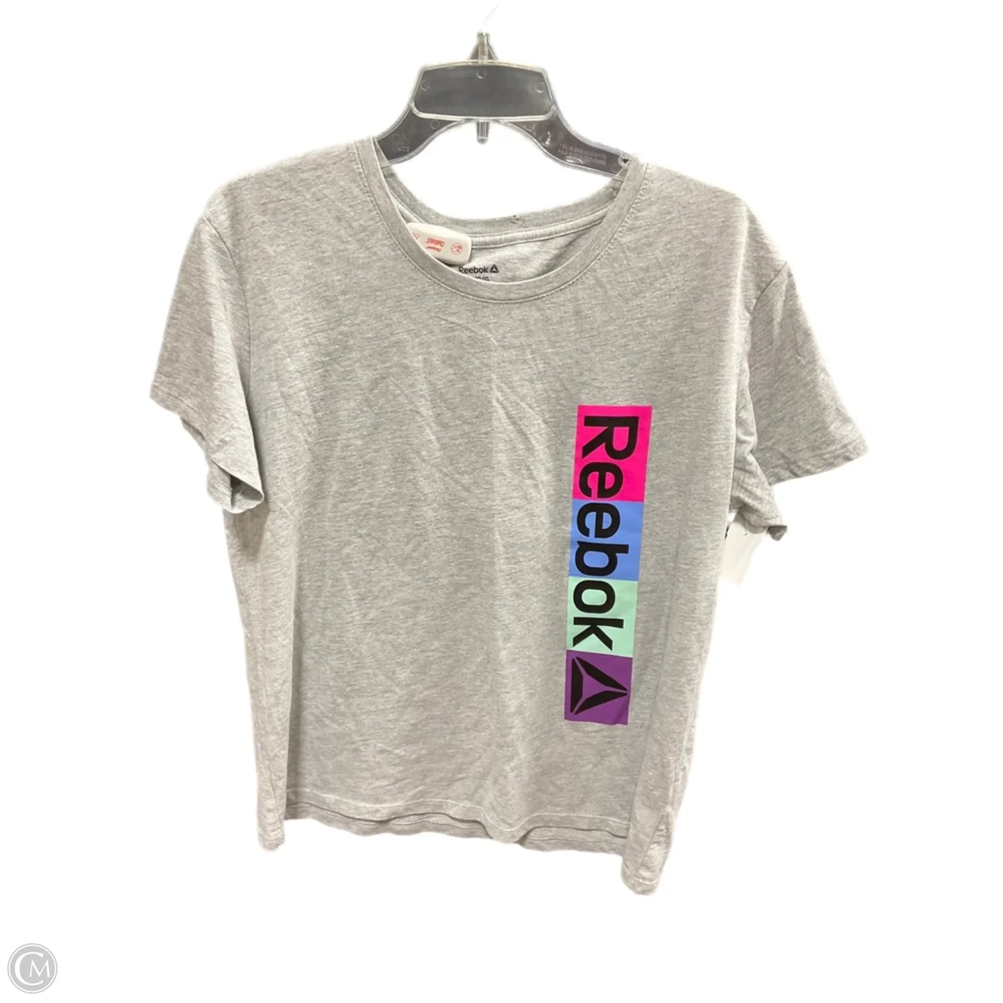 Athletic Top Short Sleeve By Reebok In Grey, Size: L