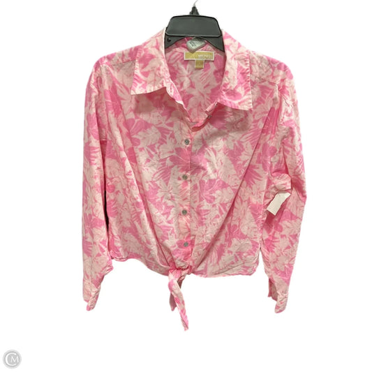 Blouse Long Sleeve By Michael By Michael Kors In Pink, Size: 1x