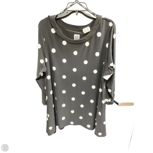 Top Long Sleeve By Anne Klein In Polkadot Pattern, Size: 2x