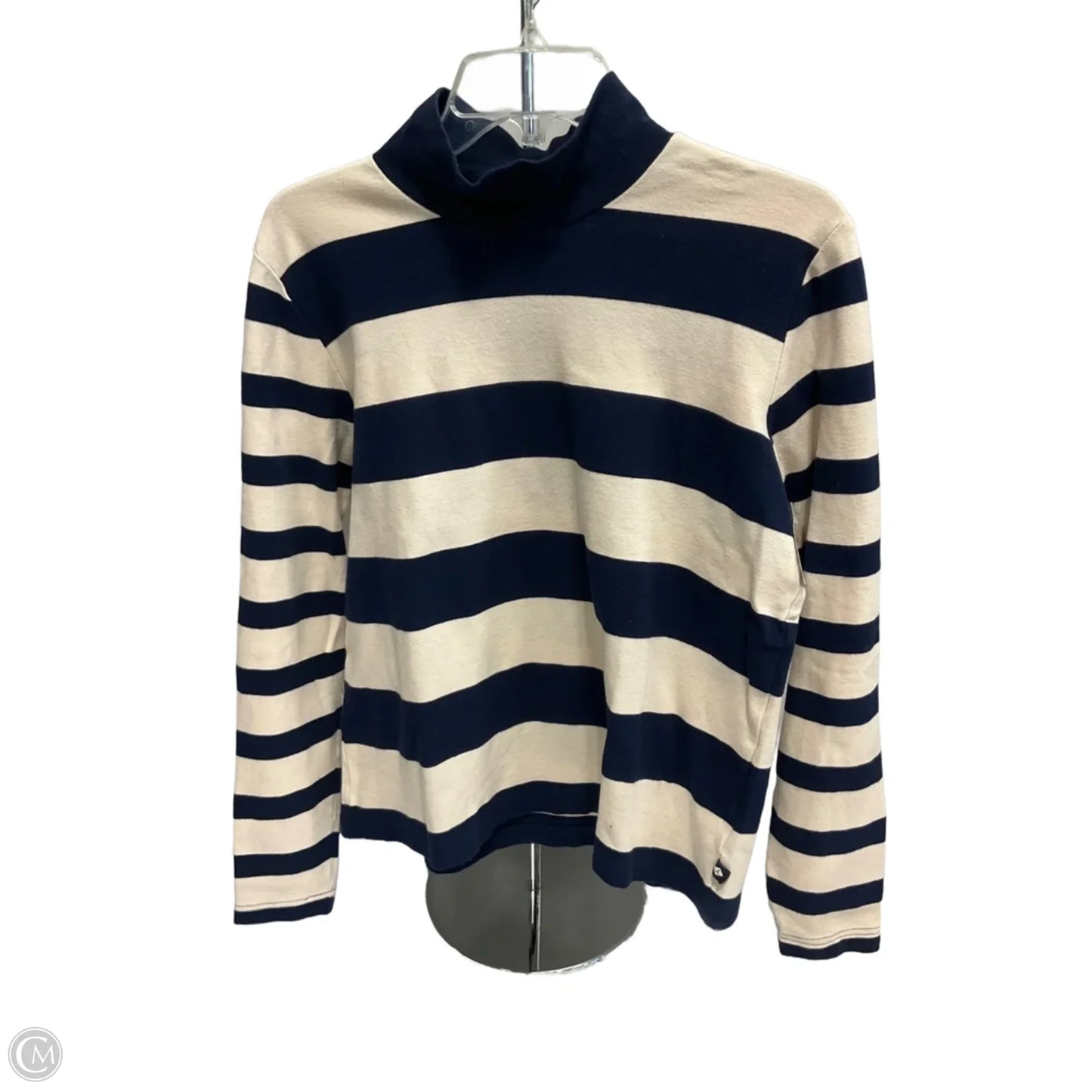 Top Long Sleeve By Sperry In Blue & Cream, Size: L