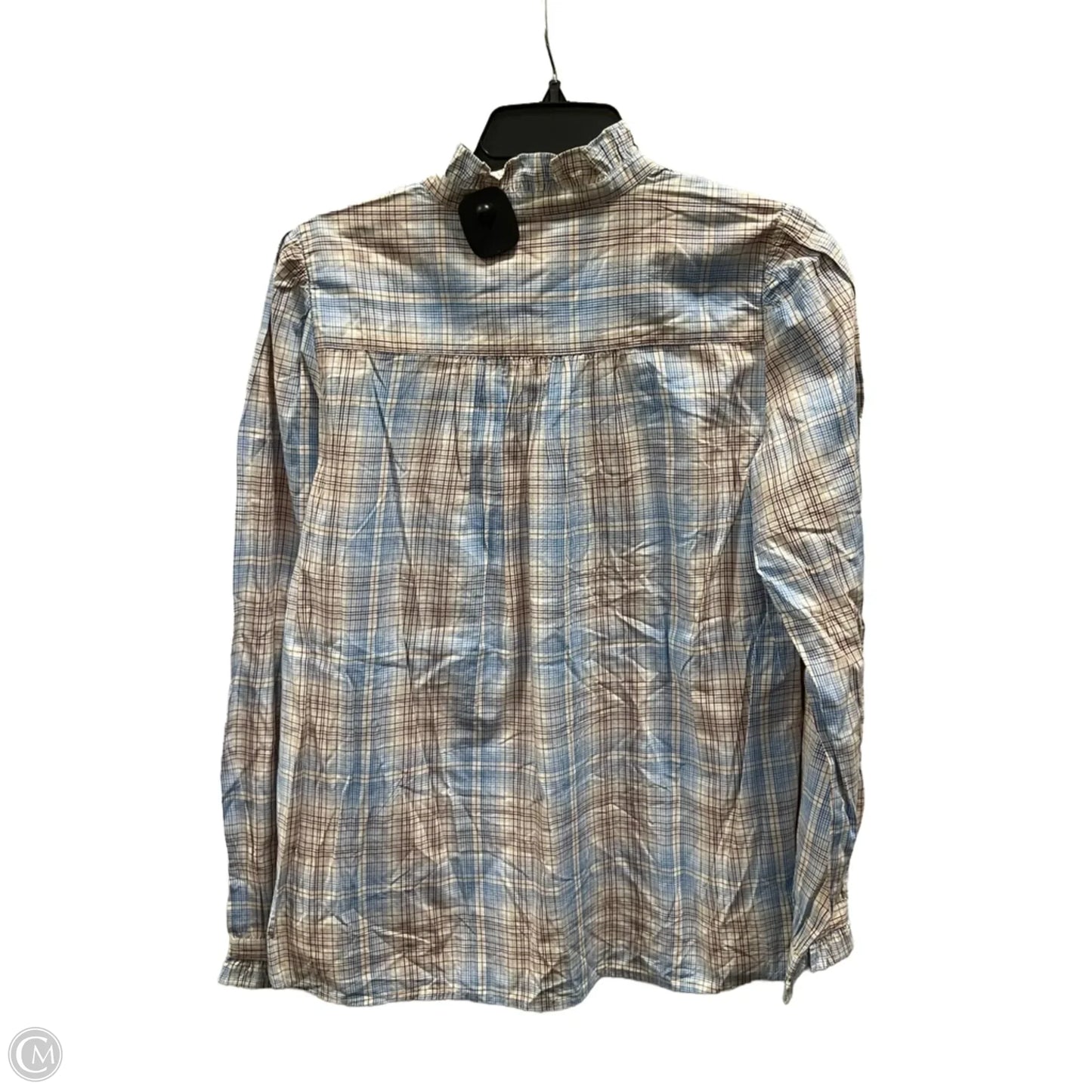 Top Long Sleeve By Loft In Blue & Tan, Size: M