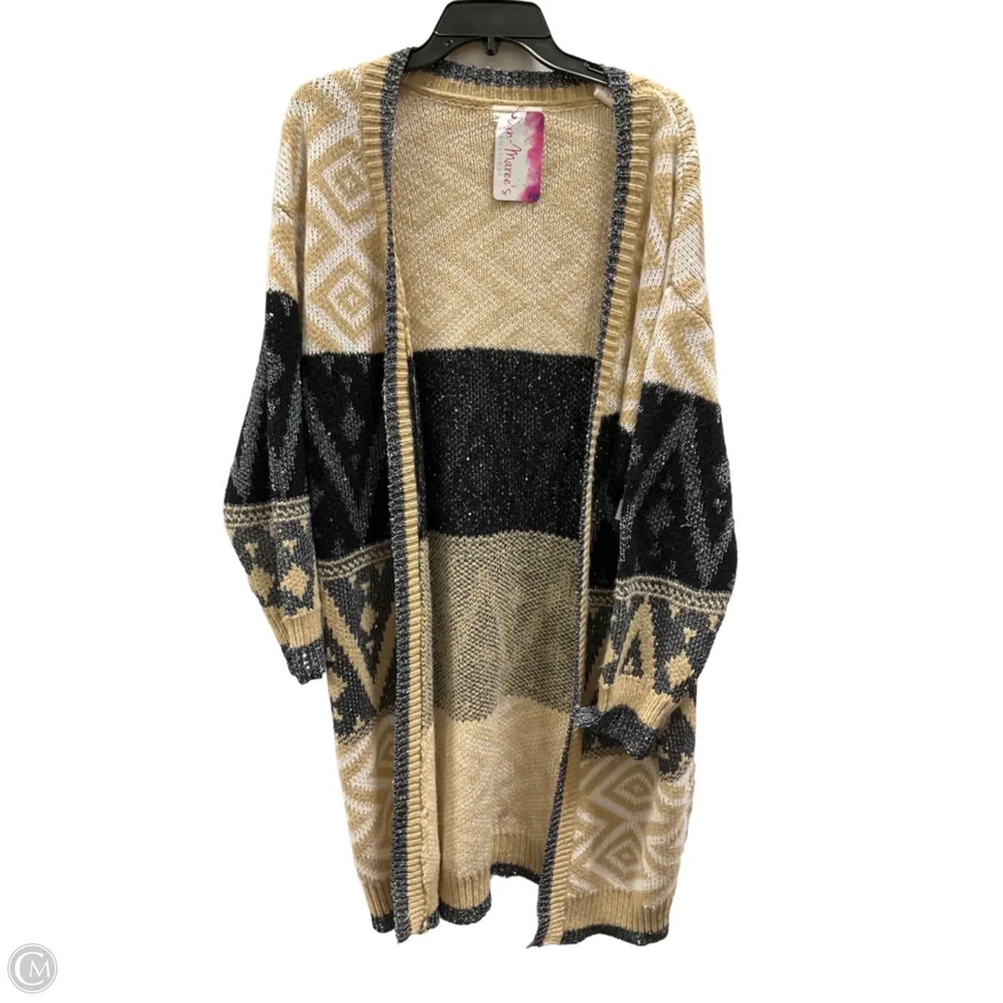 Sweater Cardigan By Clothes Mentor In Grey & Tan, Size: M