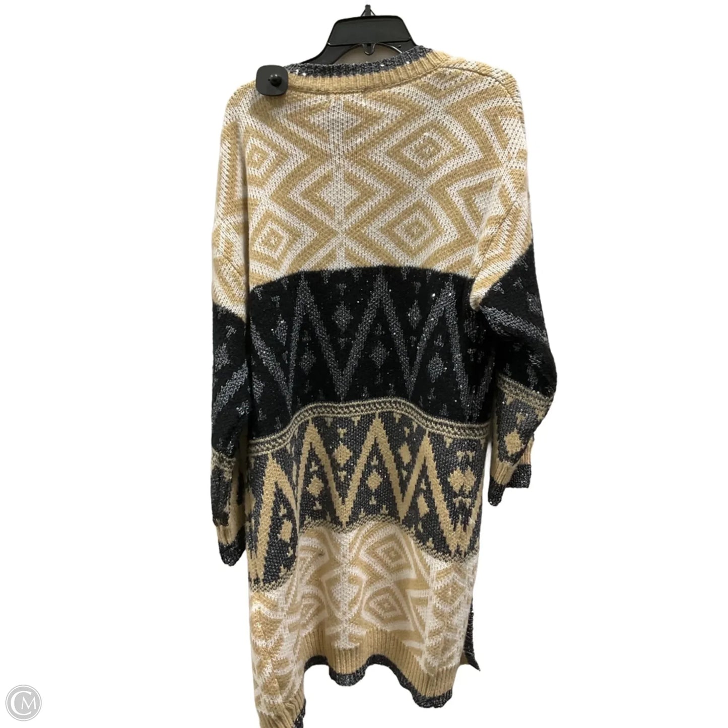 Sweater Cardigan By Clothes Mentor In Grey & Tan, Size: M