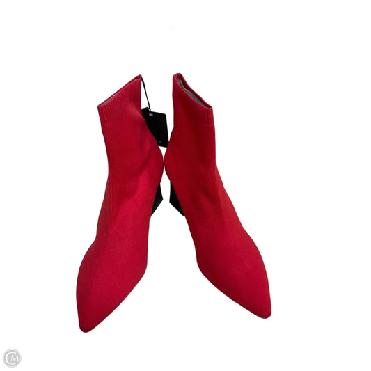 Boots Ankle Heels By Zara Women In Red, Size: 6.5