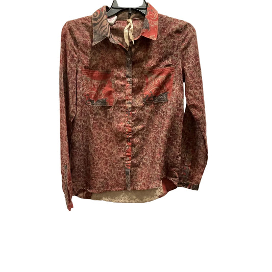 Blouse Long Sleeve By Mystree In Red & Tan, Size: S