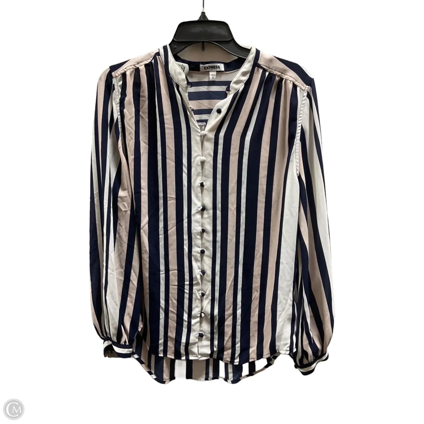 Top Long Sleeve By Express In Striped Pattern, Size: M