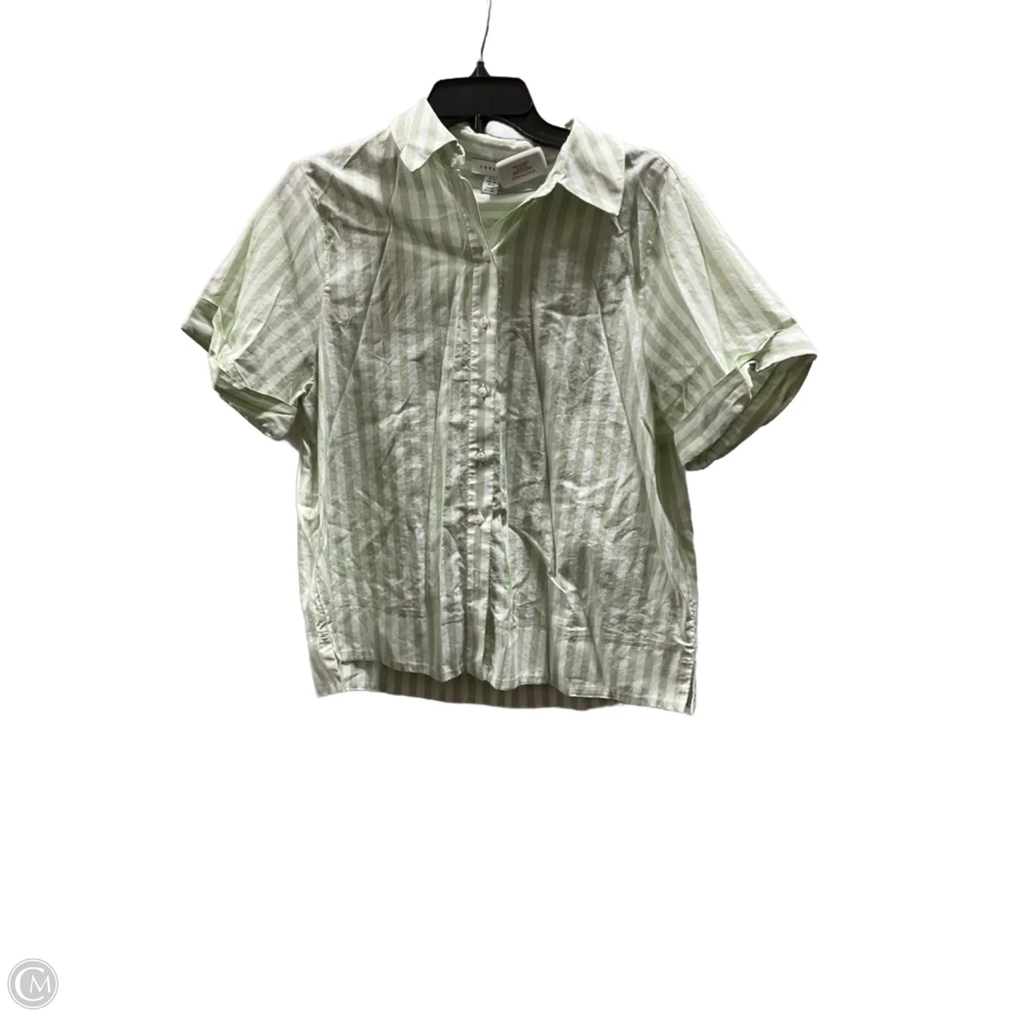 Top Short Sleeve By Top Shop In Green & White, Size: Xs