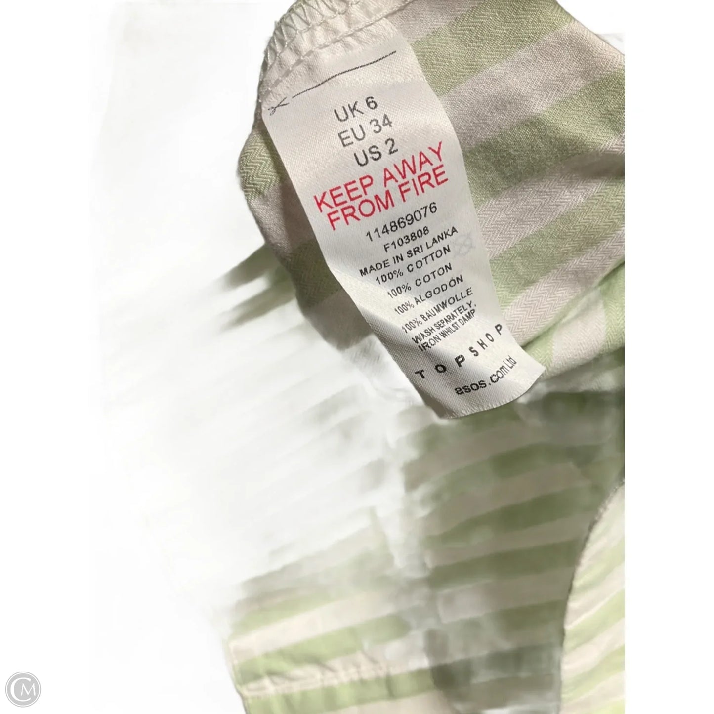 Top Short Sleeve By Top Shop In Green & White, Size: Xs