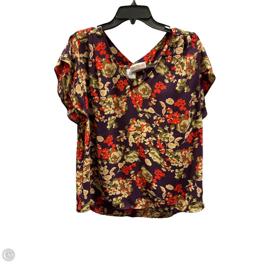Top Short Sleeve By Cabi In Purple & Red, Size: M