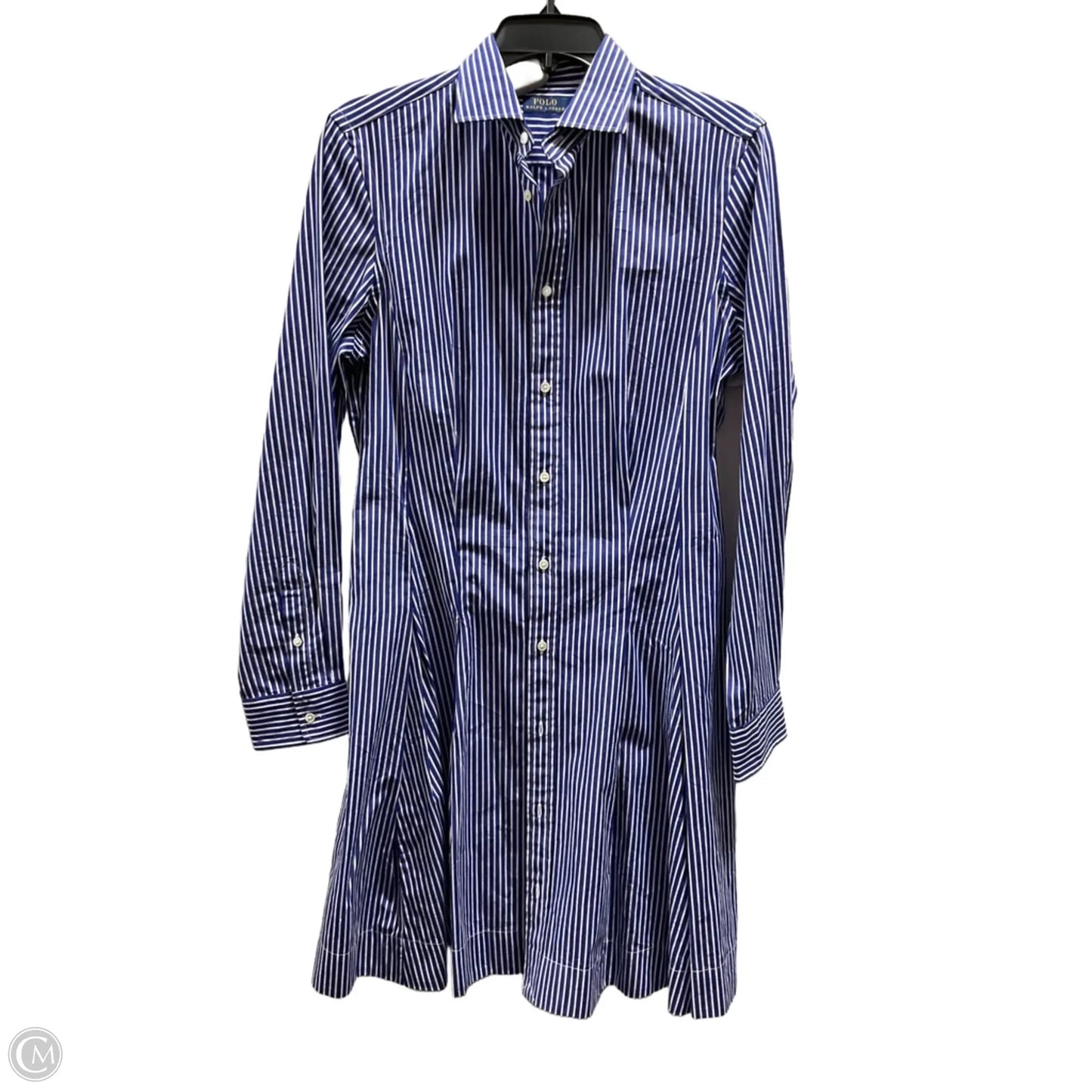 Dress Casual Midi By Polo Ralph Lauren In Blue & White, Size: 12