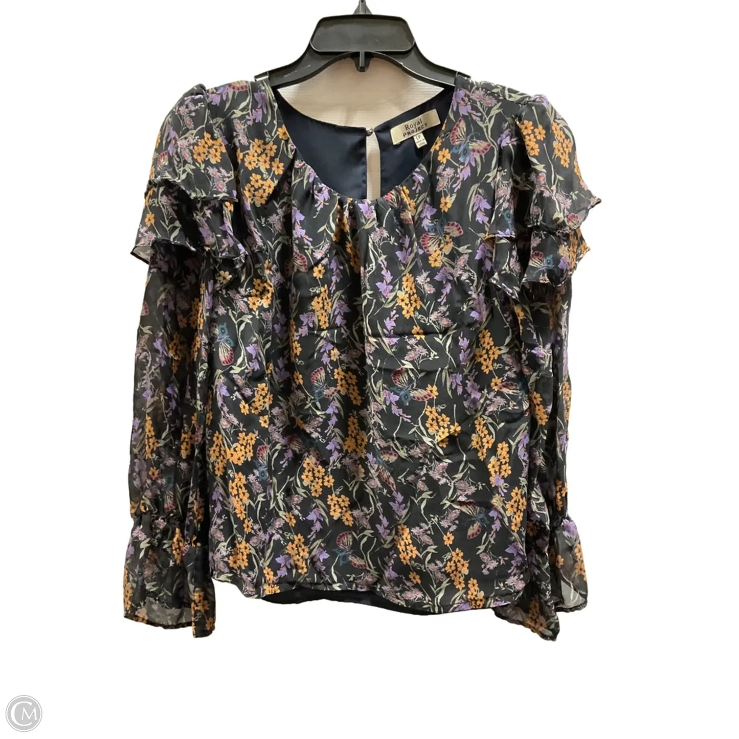 Top Long Sleeve By Clothes Mentor In Black & Purple, Size: L