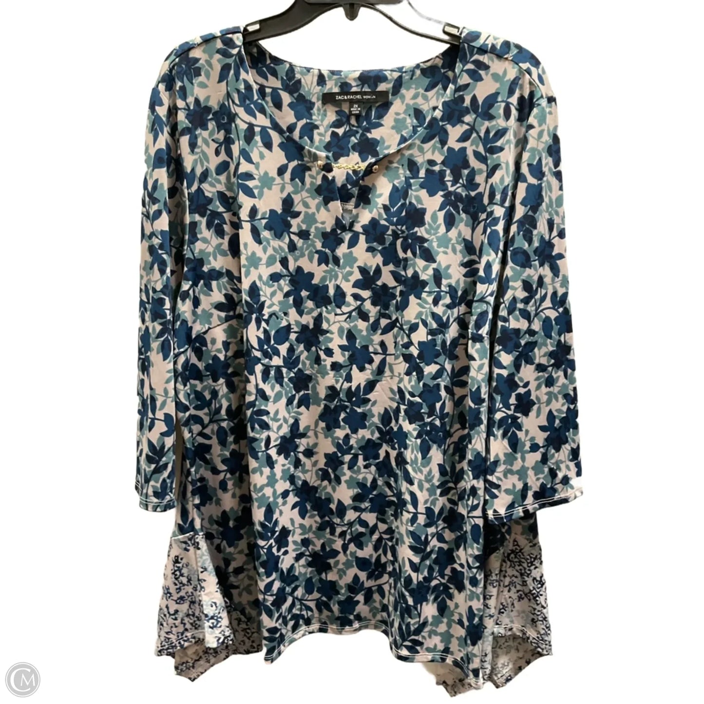 Top 3/4 Sleeve By Zac And Rachel In Teal, Size: 2x