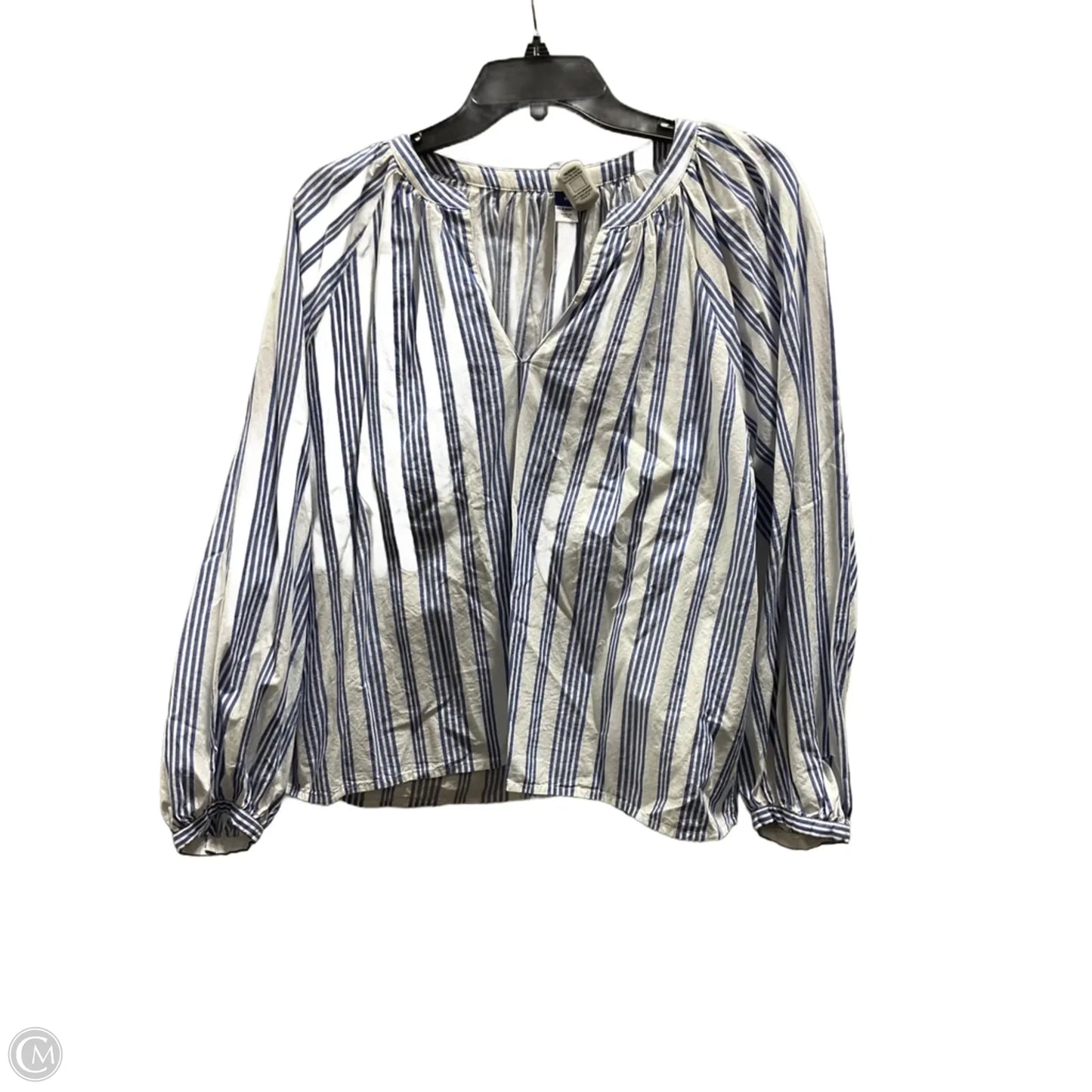 Top Long Sleeve By Old Navy In Blue & White, Size: M