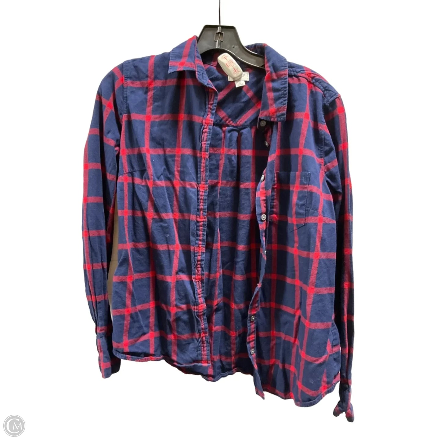 Blouse Long Sleeve By J. Crew In Blue & Red, Size: M