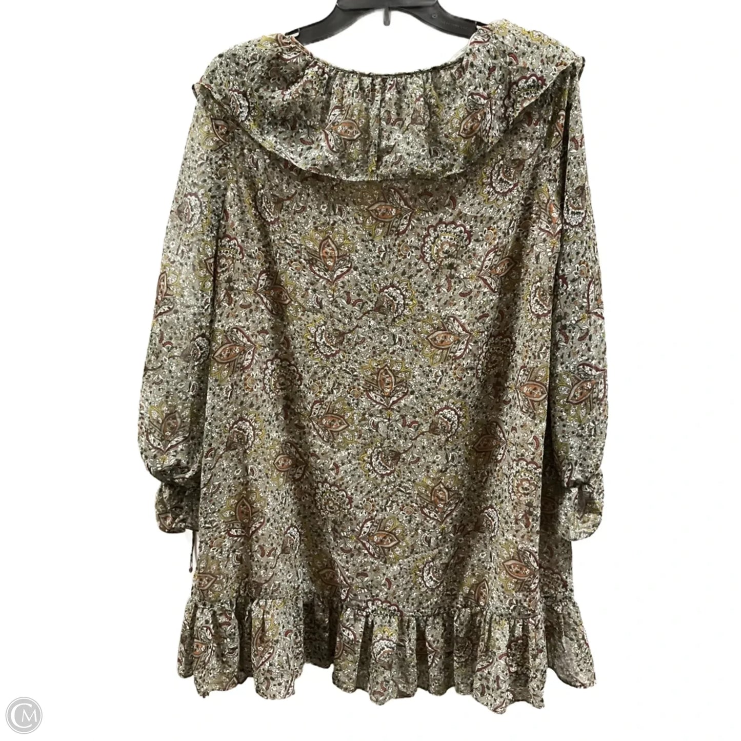 Tunic Long Sleeve By Zara In Green & Yellow, Size: L