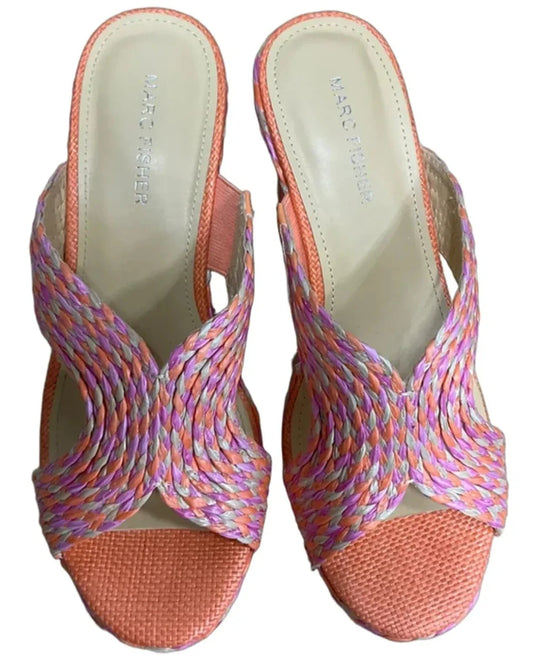 Sandals Heels Platform By Marc Fisher In Orange & Pink, Size: 8.5