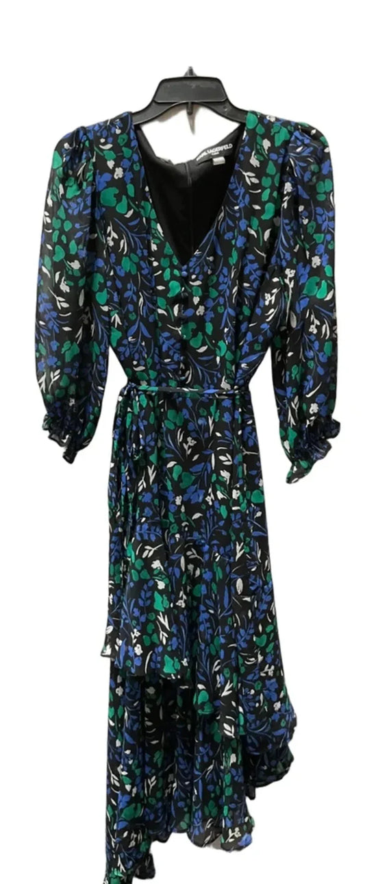 Dress Designer By Karl Lagerfeld In Blue & Green, Size: 16