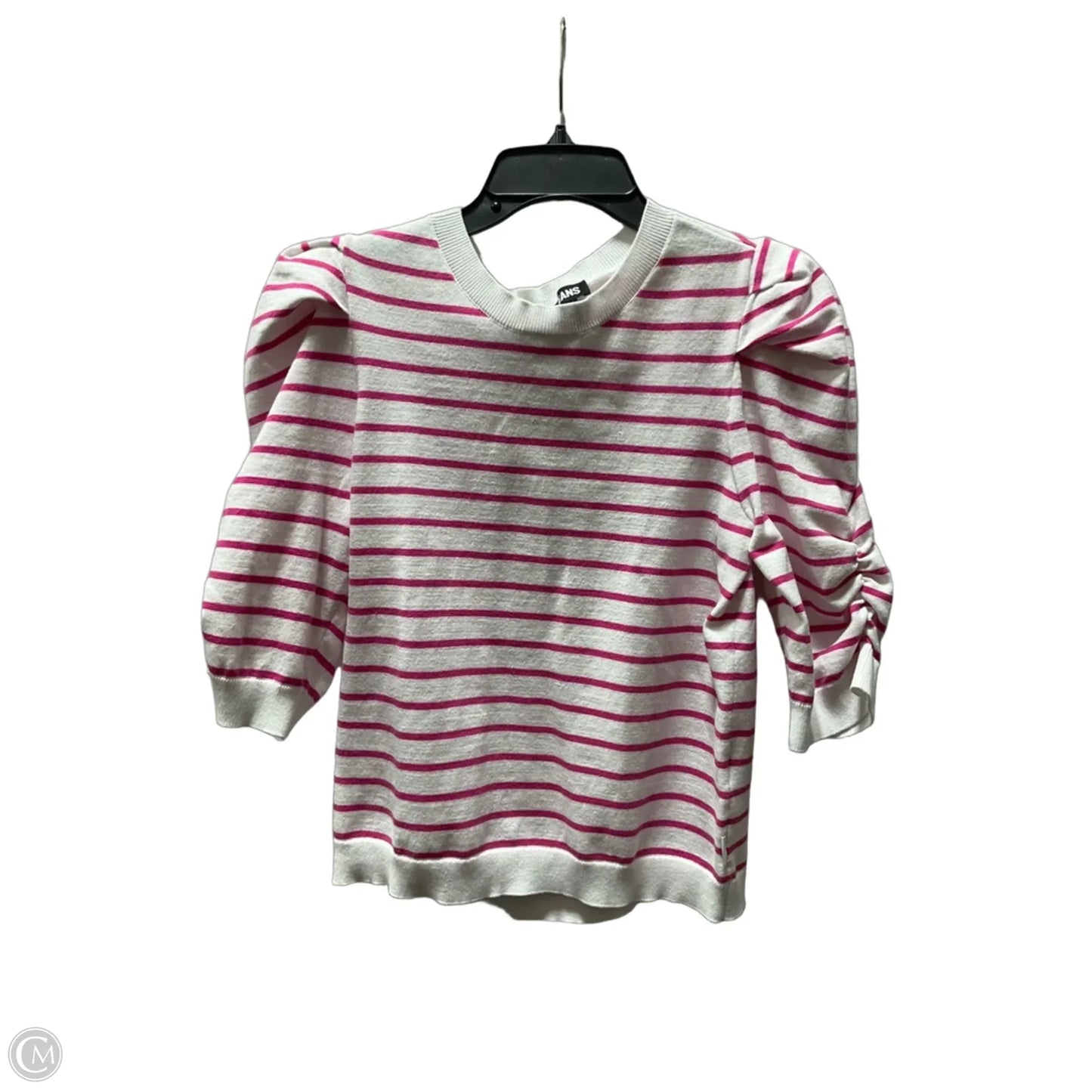 Top Short Sleeve By Dkny In Pink & White, Size: M