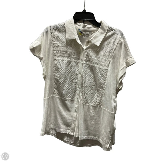 Top Short Sleeve By Lucky Brand In Cream, Size: L