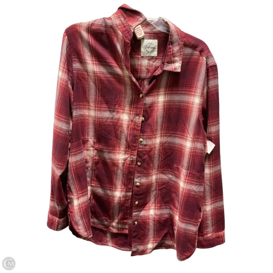 Blouse Long Sleeve By Jachs Girlfirend In Orange & Red, Size: L