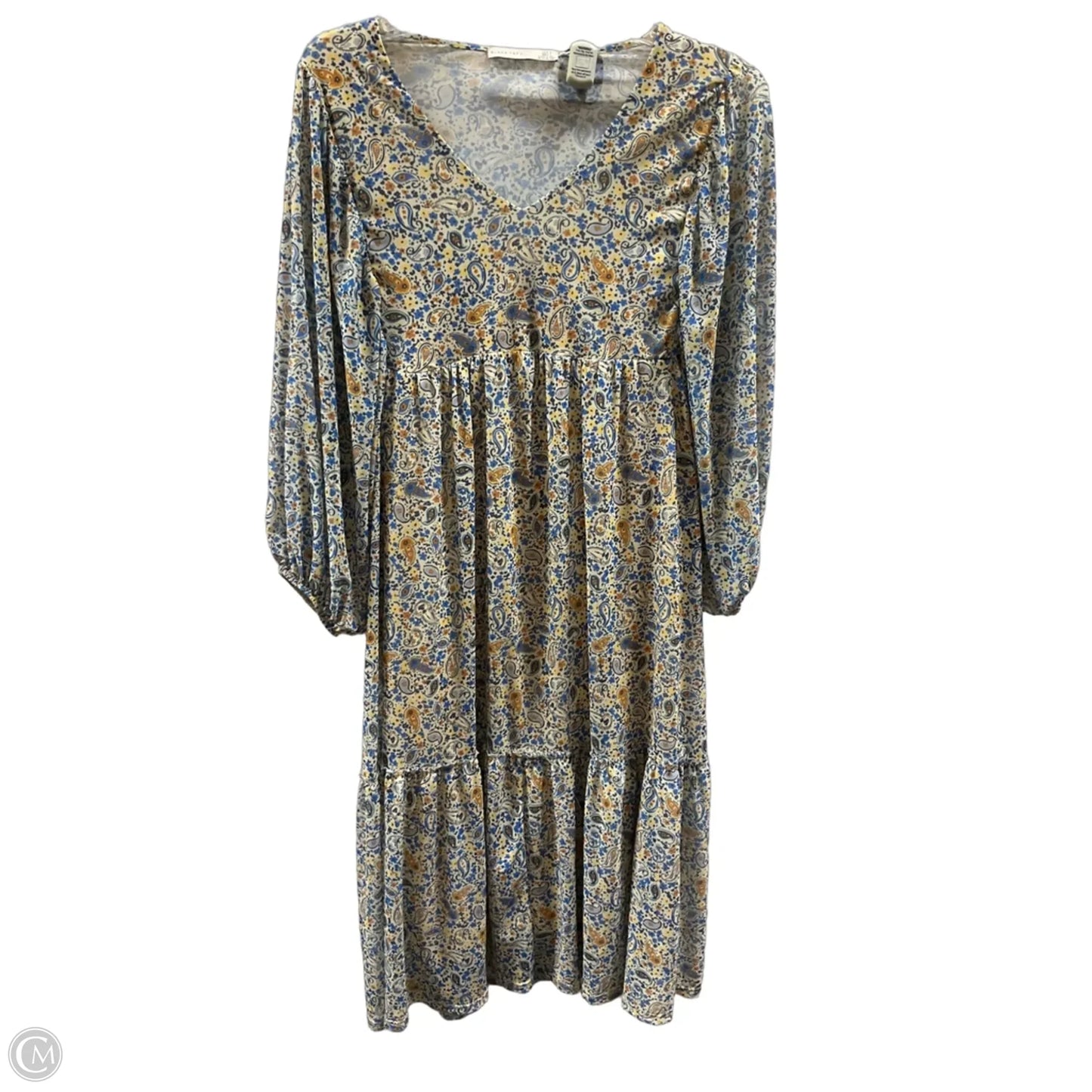 Dress Casual Midi By Black Tape In Blue & Orange, Size: S