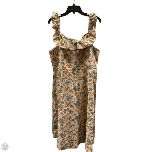 Dress Casual Midi By Ann Taylor In Peach, Size: L