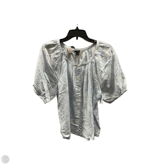 Top Short Sleeve By Ann Taylor In Blue & White, Size: M
