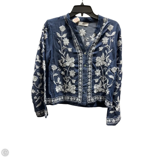 Top Long Sleeve By Cmf In Blue & White, Size: S