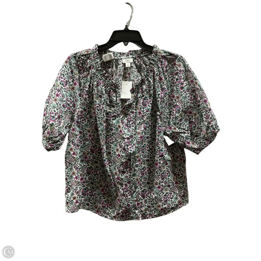 Top Short Sleeve By J. Crew In Green & Purple, Size: M