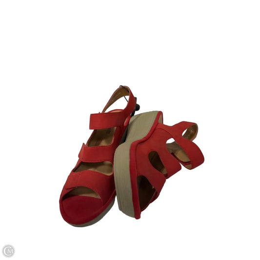 Sandals Heels Wedge By Clarks In Red, Size: 9