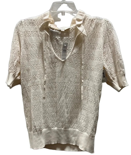 Top Short Sleeve By Loft In Cream, Size: M