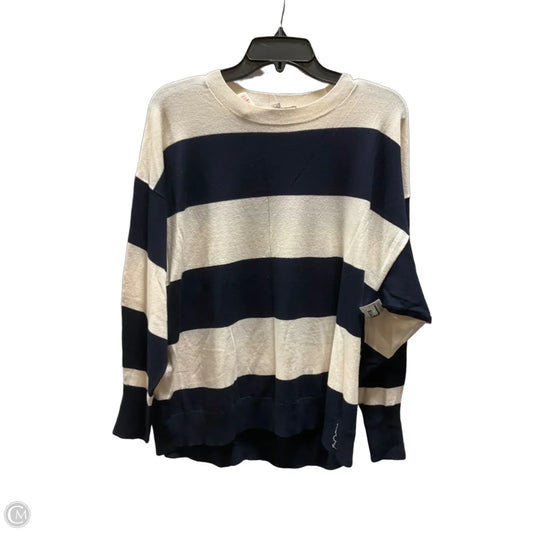 Top Long Sleeve By Loft In Blue & Cream, Size: M