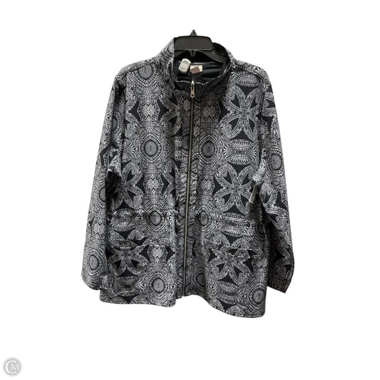 Athletic Jacket By Chicos In Black & White, Size: Xl