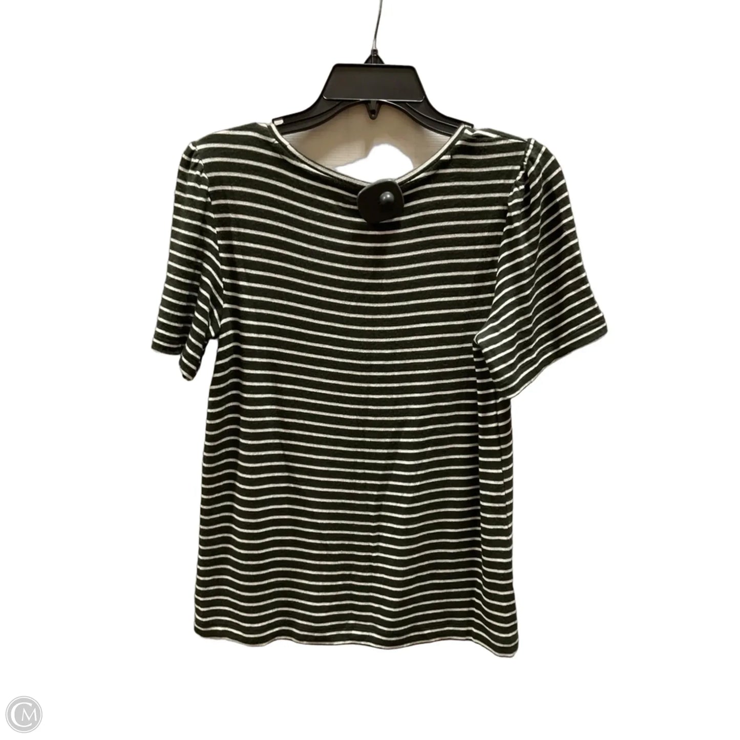 Top Short Sleeve By Loft In Green & White, Size: Xs
