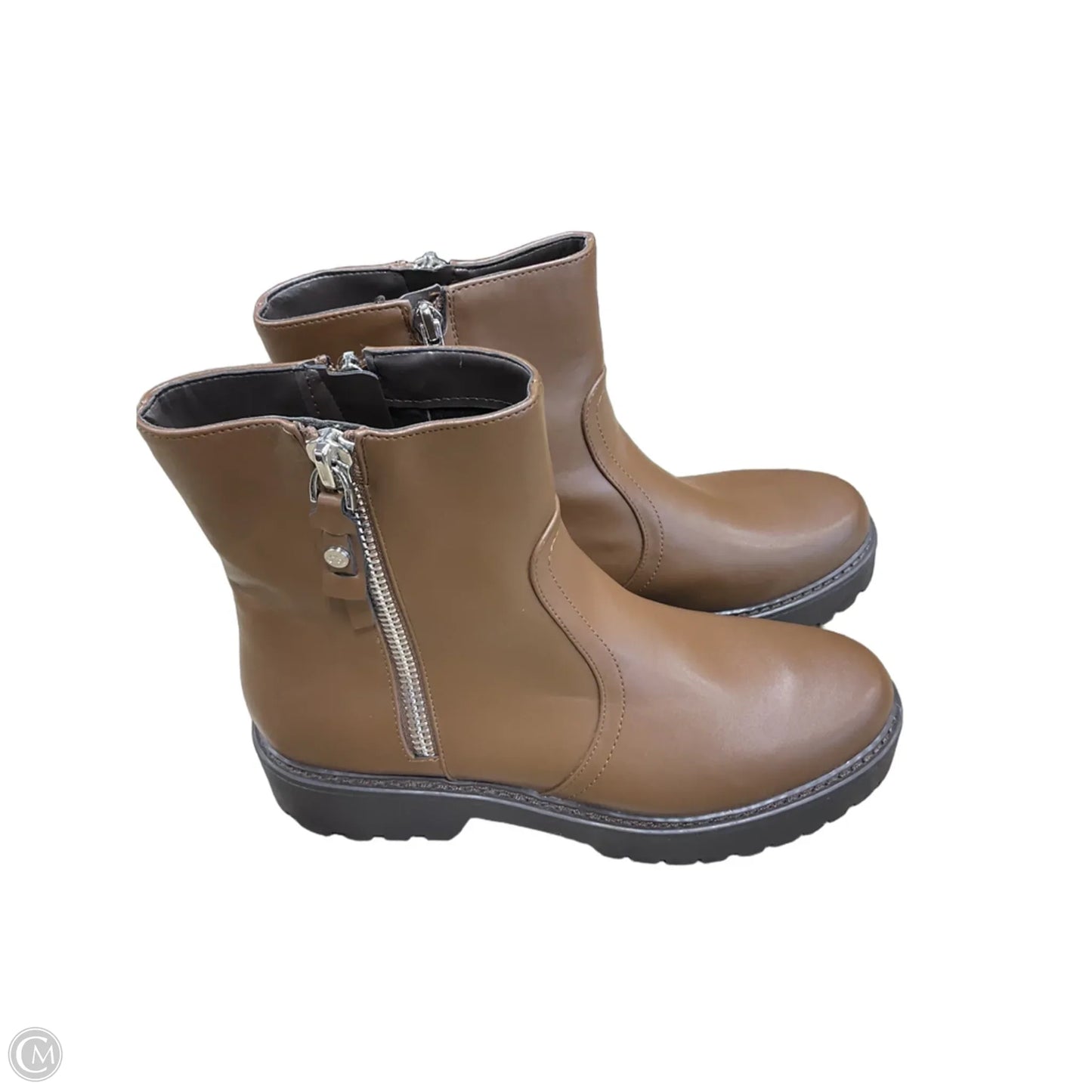Boots Ankle Flats By Calvin Klein In Brown, Size: 10