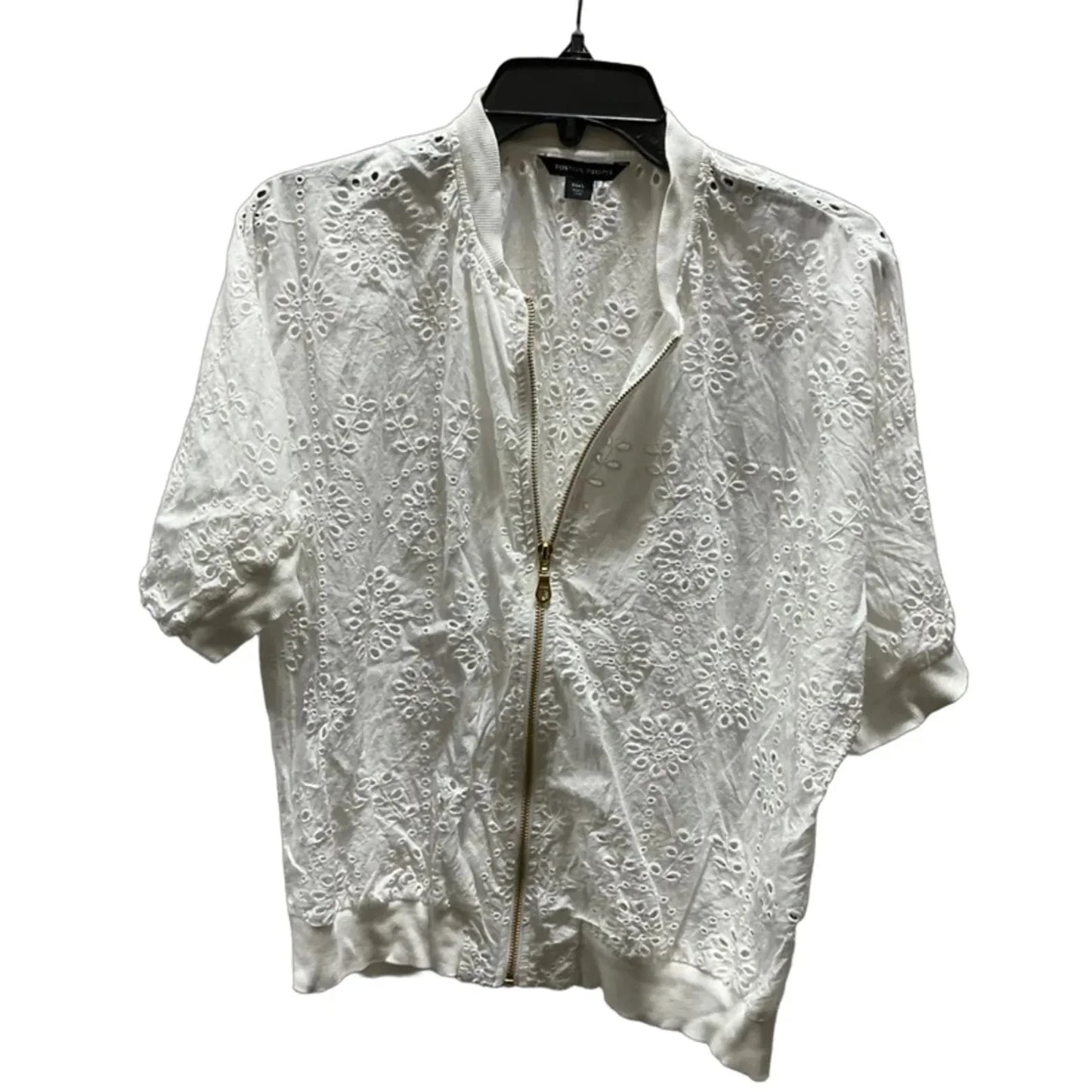 Top Short Sleeve By Boston Proper In Cream, Size: L