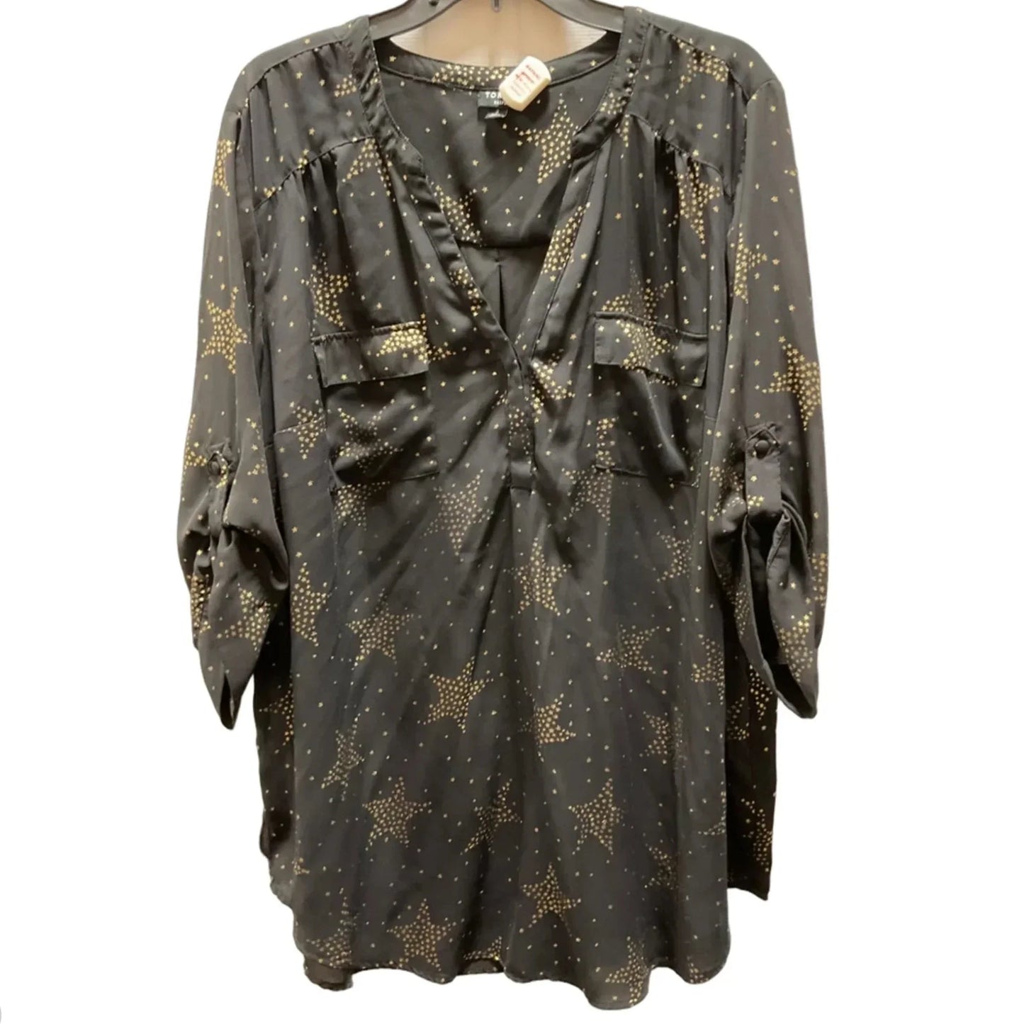 Top 3/4 Sleeve By Torrid In Black & Gold, Size: 3x
