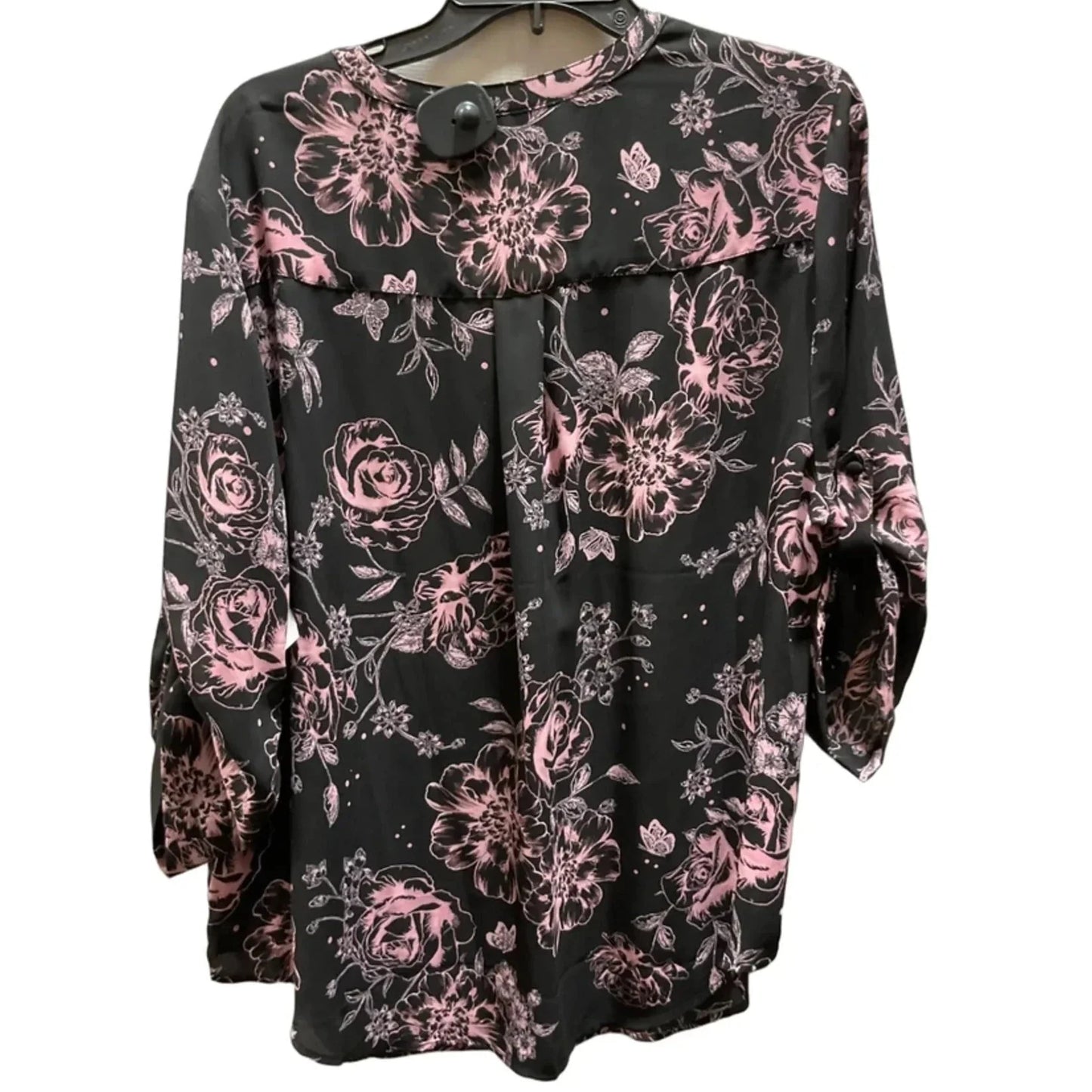 Top 3/4 Sleeve By Torrid In Black & Pink, Size: 2x