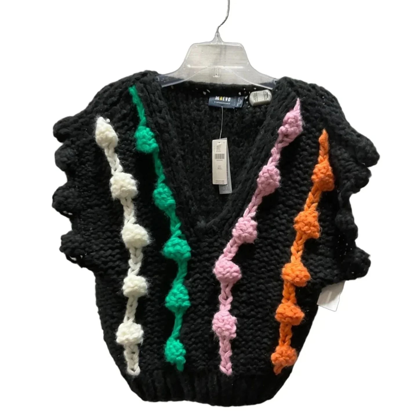Vest Sweater By Maeve In Black & Green, Size: Osfm