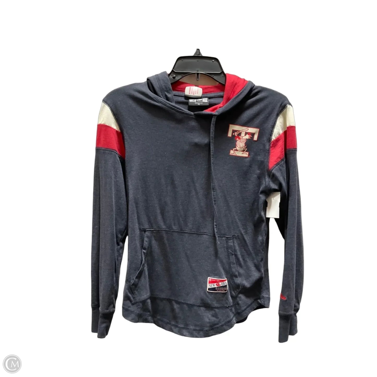 Athletic Sweatshirt Hoodie By New Era In Grey & Red, Size: Xs