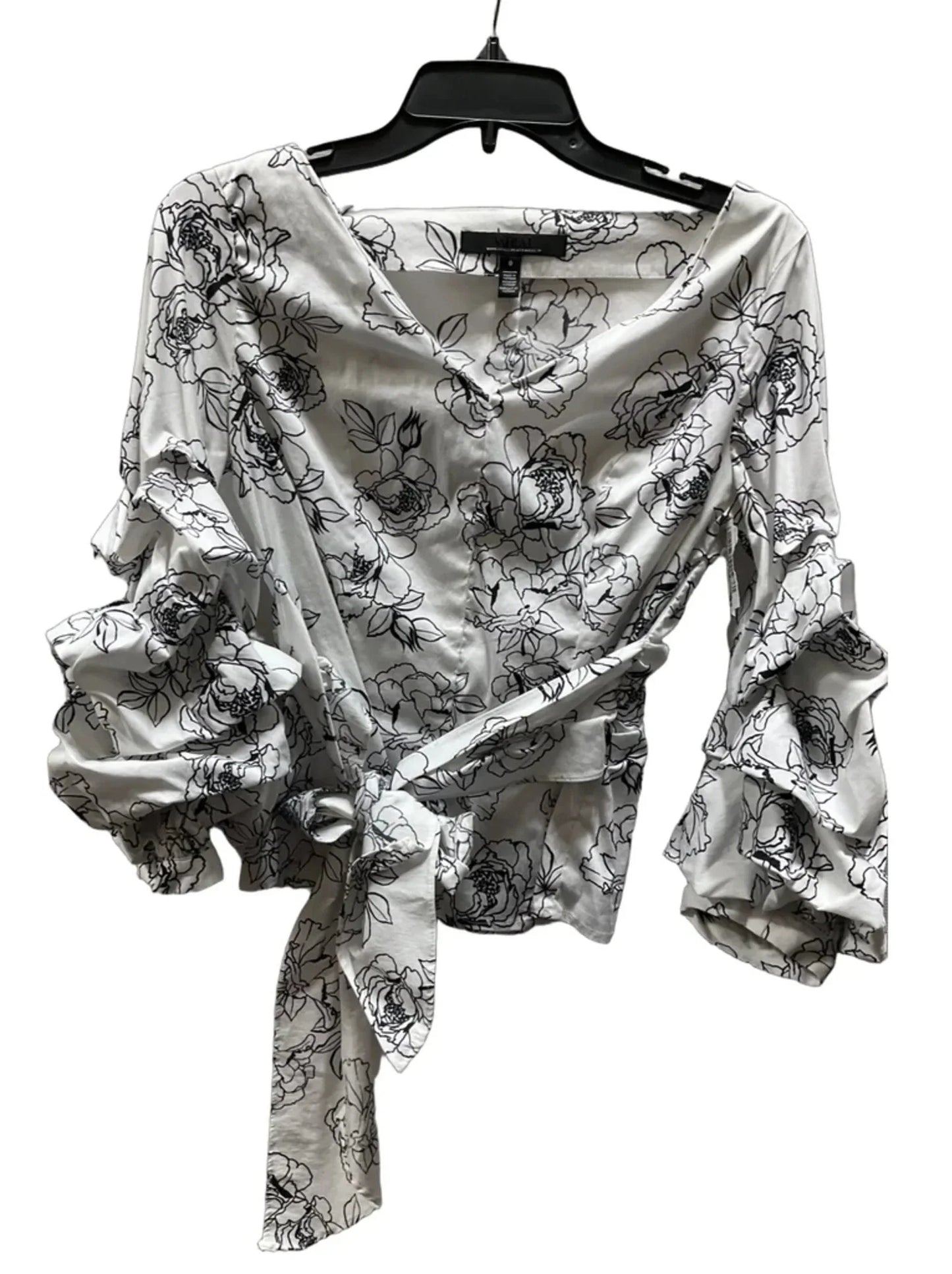 Top 3/4 Sleeve Basic By White House Black Market In Black & White, Size: 0