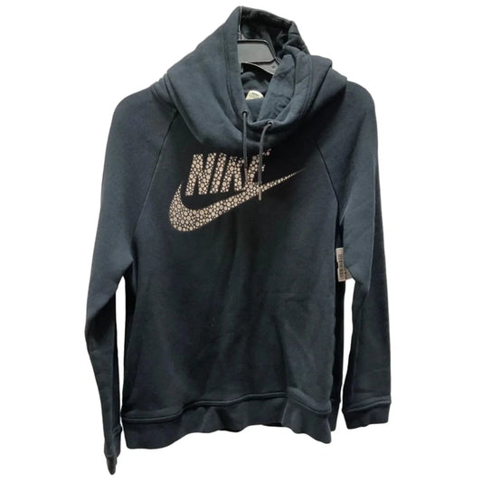 Athletic Sweatshirt Hoodie By Nike Apparel In Black & Silver, Size: M